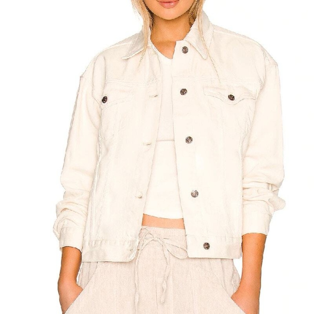 Free People We The Free Jolene Trucker denim jacket, Ecru Size XS NWT Y2K spring